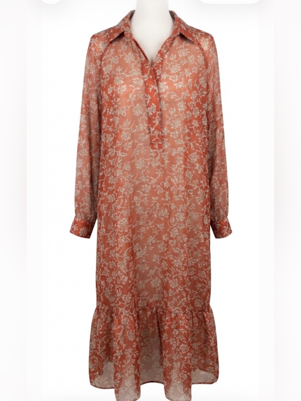 Yesta Women’s Floral Midi Dress Size XXL NWT Metallic Sheer
